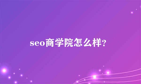 seo商学院怎么样？