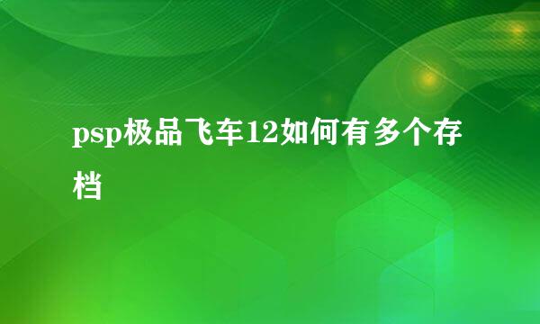 psp极品飞车12如何有多个存档