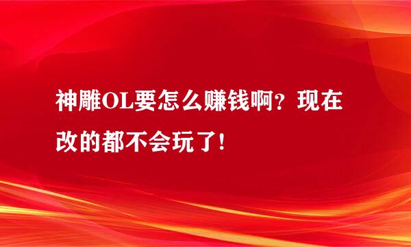 神雕OL要怎么赚钱啊？现在改的都不会玩了!