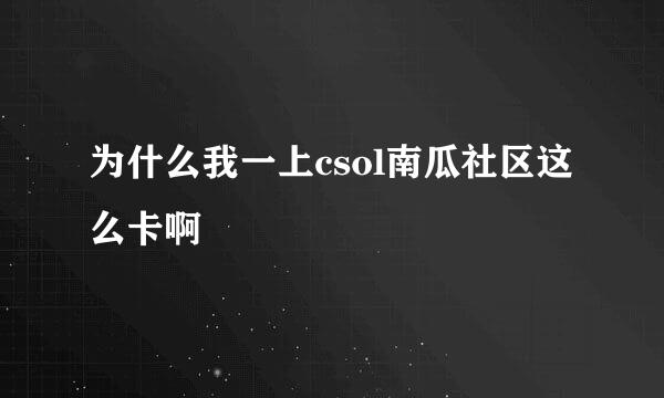 为什么我一上csol南瓜社区这么卡啊