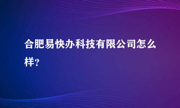 合肥易快办科技有限公司怎么样？