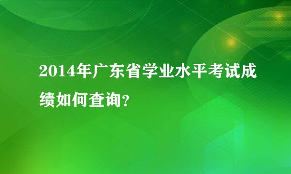 2014年广东省学业水平考试成绩如何查询？