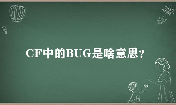 CF中的BUG是啥意思？