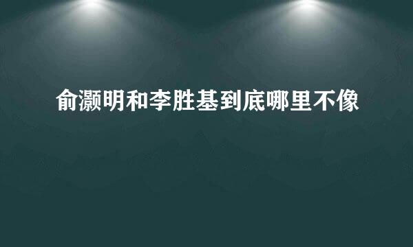 俞灏明和李胜基到底哪里不像