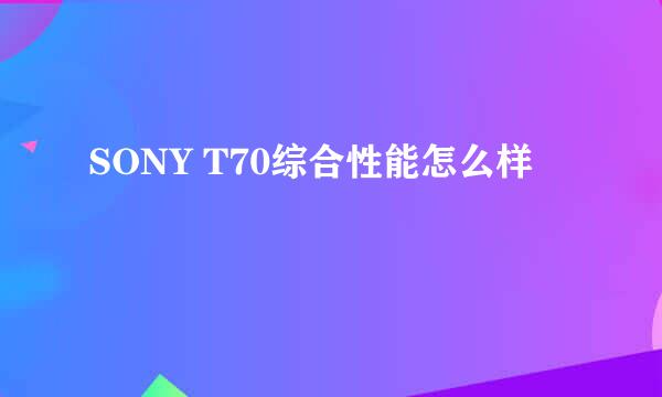 SONY T70综合性能怎么样