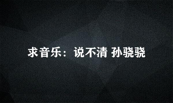 求音乐：说不清 孙骁骁