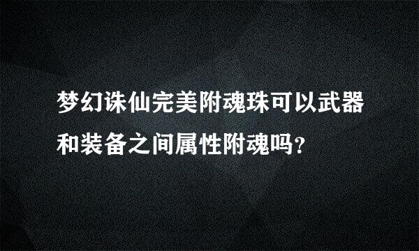 梦幻诛仙完美附魂珠可以武器和装备之间属性附魂吗？