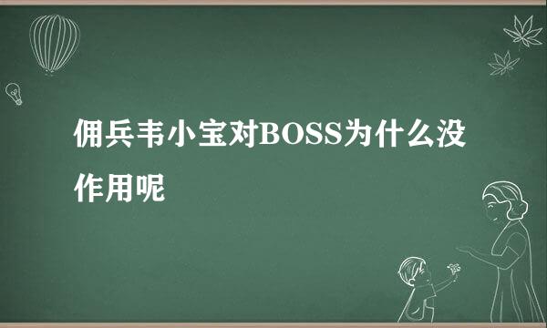 佣兵韦小宝对BOSS为什么没作用呢