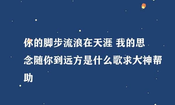 你的脚步流浪在天涯 我的思念随你到远方是什么歌求大神帮助