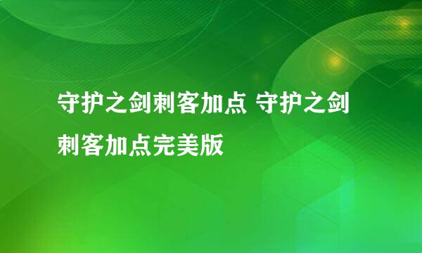 守护之剑刺客加点 守护之剑刺客加点完美版