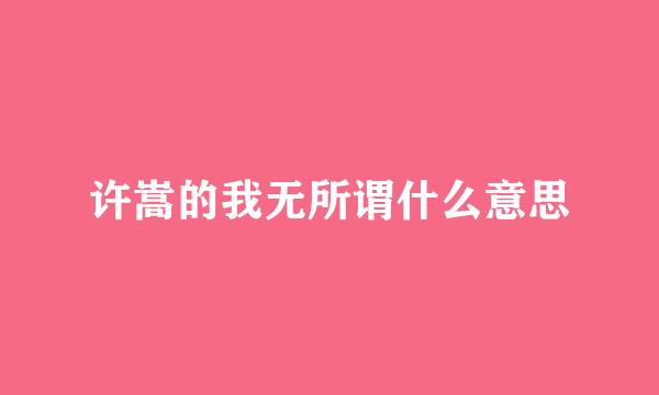 许嵩的我无所谓什么意思