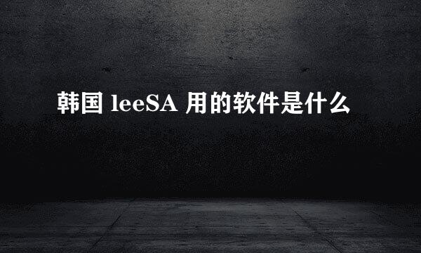 韩国 leeSA 用的软件是什么