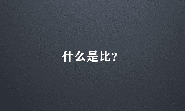 什么是比？