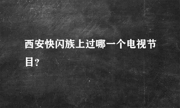 西安快闪族上过哪一个电视节目？