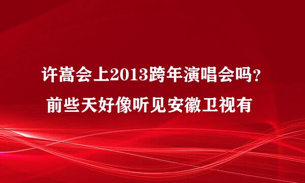 许嵩会上2013跨年演唱会吗？ 前些天好像听见安徽卫视有