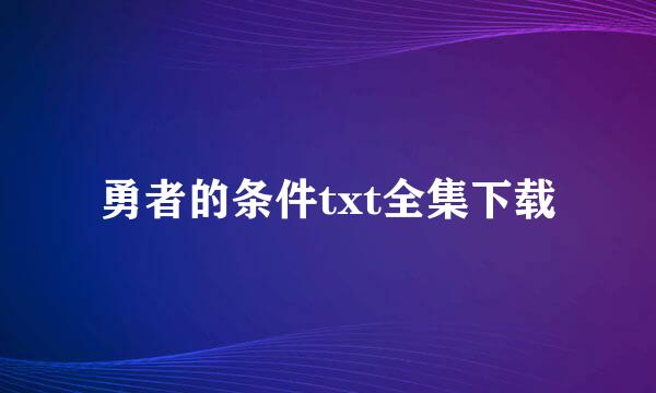 勇者的条件txt全集下载