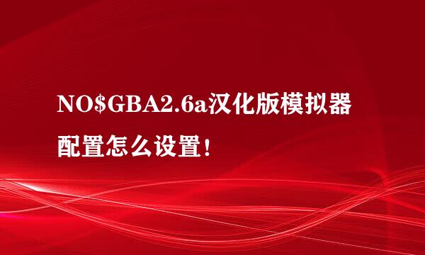 NO$GBA2.6a汉化版模拟器配置怎么设置！