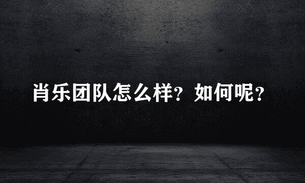 肖乐团队怎么样？如何呢？