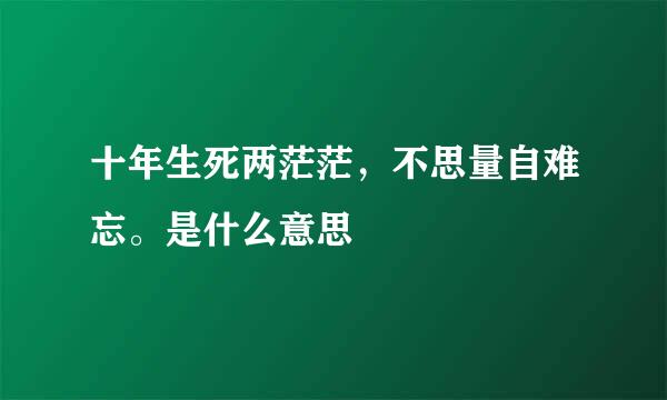 十年生死两茫茫，不思量自难忘。是什么意思