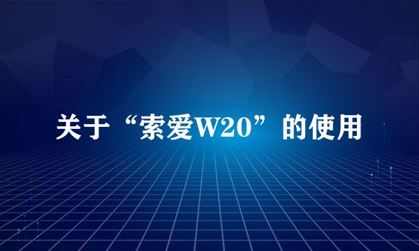 关于“索爱W20”的使用