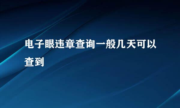 电子眼违章查询一般几天可以查到