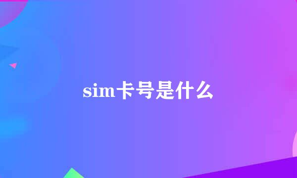 sim卡号是什么