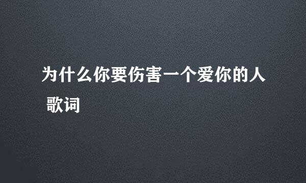 为什么你要伤害一个爱你的人 歌词