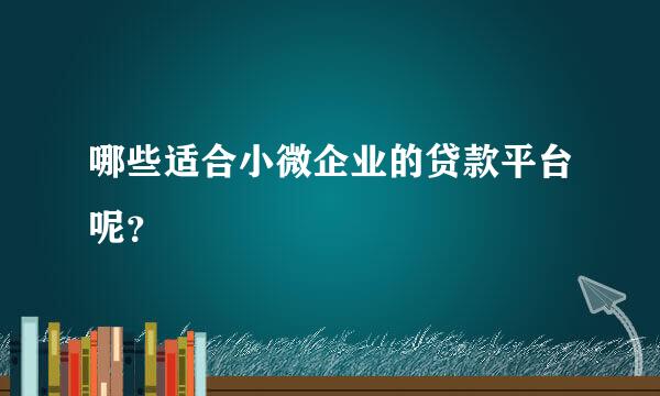 哪些适合小微企业的贷款平台呢？