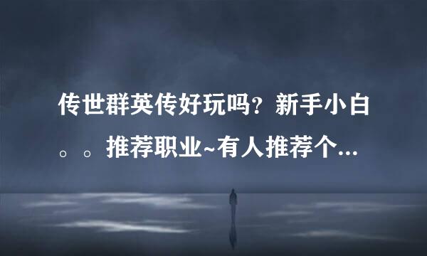 传世群英传好玩吗？新手小白。。推荐职业~有人推荐个区吗~公会也说下