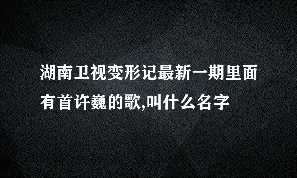 湖南卫视变形记最新一期里面有首许巍的歌,叫什么名字