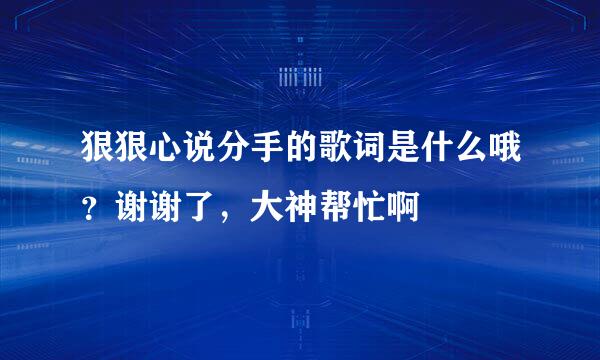 狠狠心说分手的歌词是什么哦？谢谢了，大神帮忙啊