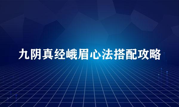 九阴真经峨眉心法搭配攻略