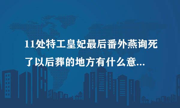 11处特工皇妃最后番外燕询死了以后葬的地方有什么意义啊？一直没看懂