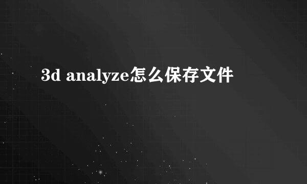 3d analyze怎么保存文件