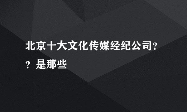 北京十大文化传媒经纪公司？？是那些