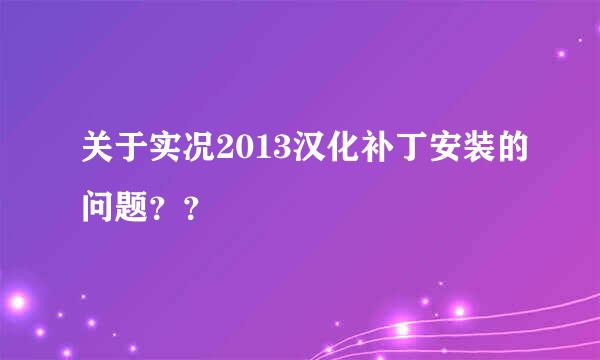 关于实况2013汉化补丁安装的问题？？