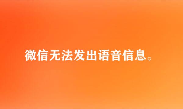 微信无法发出语音信息。