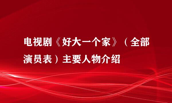 电视剧《好大一个家》（全部演员表）主要人物介绍