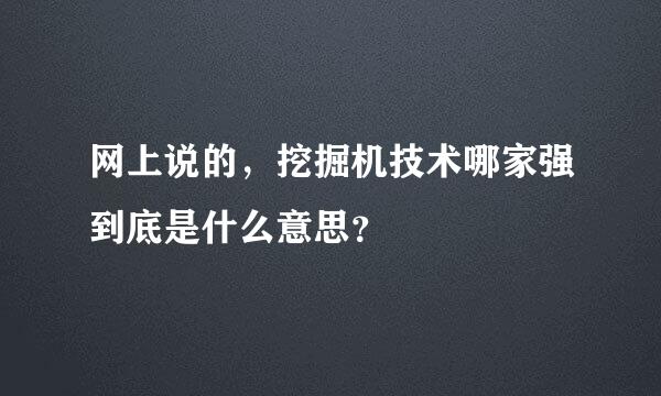 网上说的，挖掘机技术哪家强到底是什么意思？