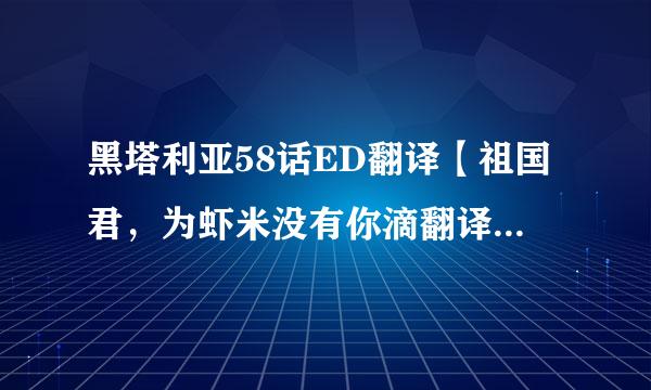 黑塔利亚58话ED翻译【祖国君，为虾米没有你滴翻译】，直接发上来就OK！！！