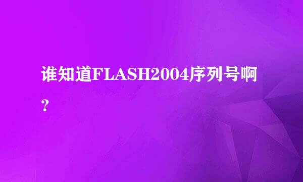 谁知道FLASH2004序列号啊？