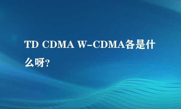 TD CDMA W-CDMA各是什么呀？