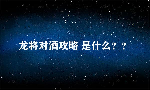 龙将对酒攻略 是什么？？