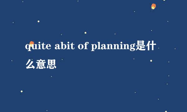 quite abit of planning是什么意思