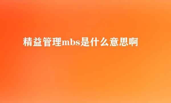 精益管理mbs是什么意思啊