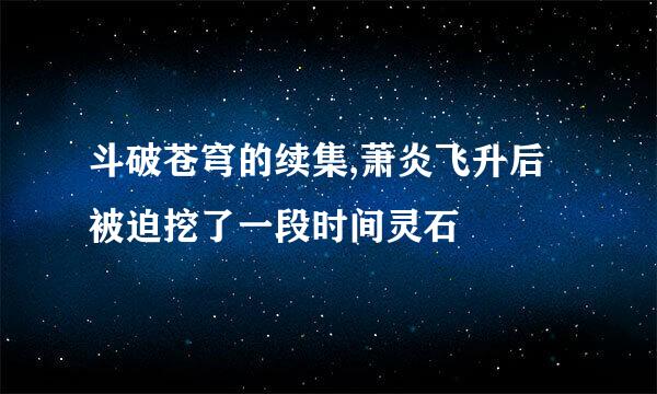 斗破苍穹的续集,萧炎飞升后被迫挖了一段时间灵石