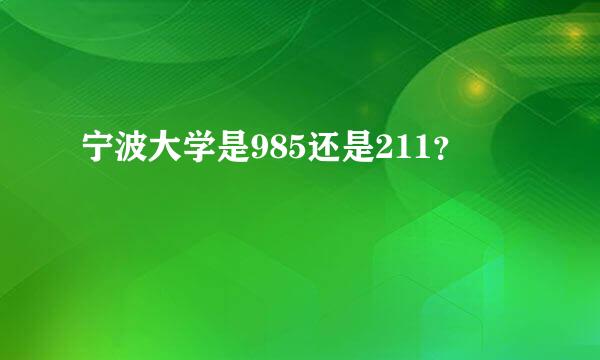 宁波大学是985还是211？