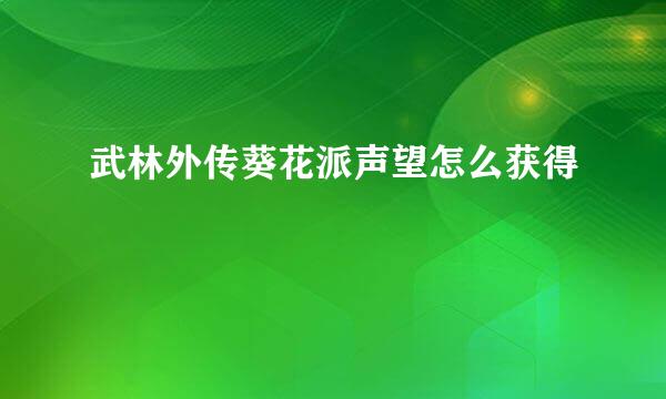 武林外传葵花派声望怎么获得