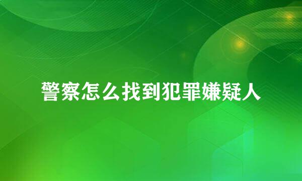 警察怎么找到犯罪嫌疑人