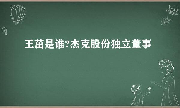 王茁是谁?杰克股份独立董事